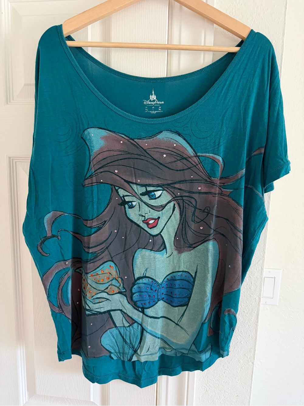 Disney Teal Ariel Graphic Scoop Neck Women's Tee